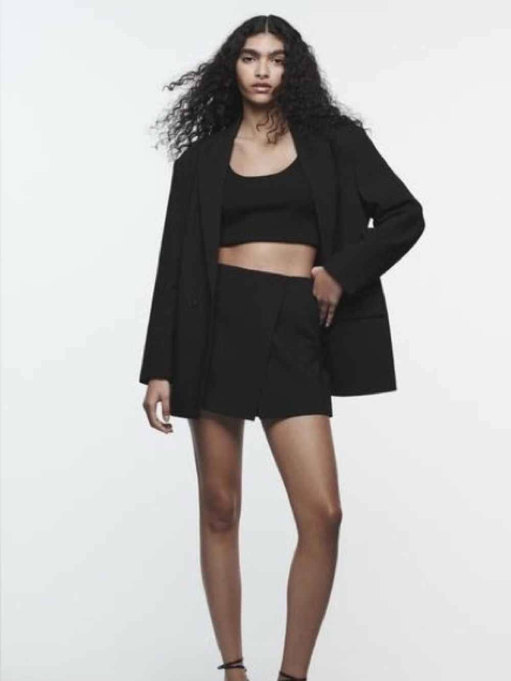 Zara Black Slit Skort - Size Medium